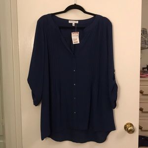 BRAND NEW Navy Blue Button Blouse
